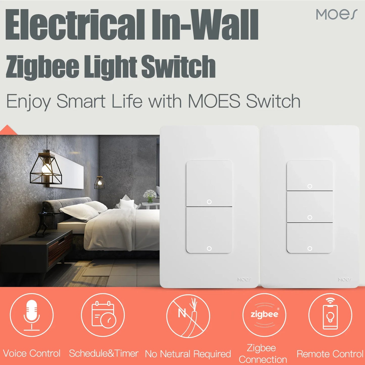 MOES ZigBee Smart Light Switch – Control Lights from Your Phone or Voice