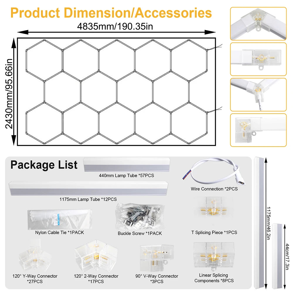 Hexagon LED Garage Ceiling Light – Bright Workshop Lighting