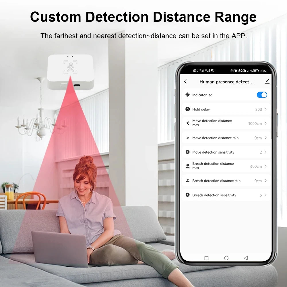 Wi-Fi Human Presence Sensor, mmWave Radar Motion & Static Detection with Light Sensor