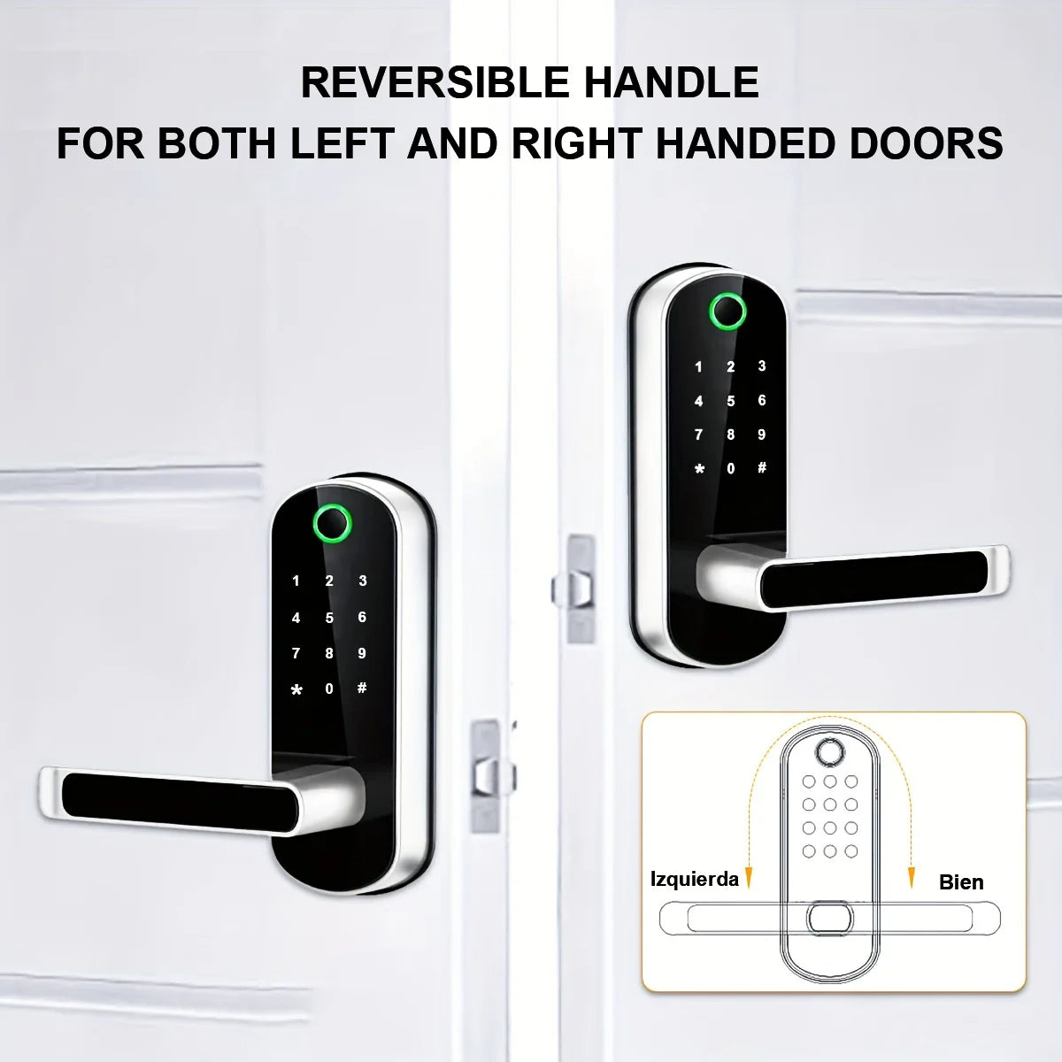 Smart Fingerprint Door Lock, 5-in-1 Keyless Entry, Waterproof, App & Voice Control, Ideal for Homes & Rentals