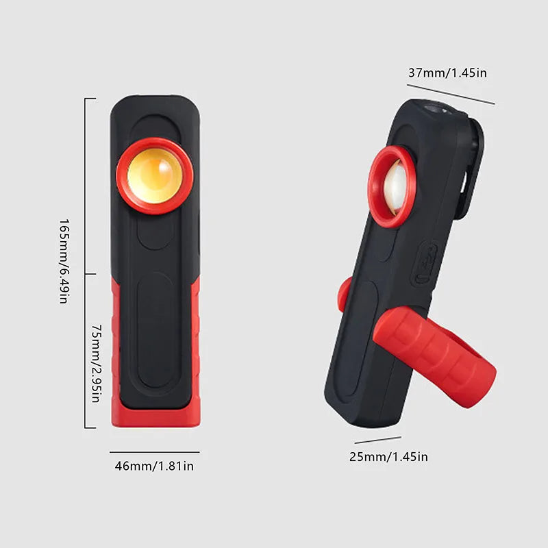 Car Detailing Inspection Light, 500 Lumen, 96 CRI, 3 Color Temperature (2700K, 4500K, 6500K), USB Work Lamp with Hook, 180° Tilting Bracket & Magnetic Base