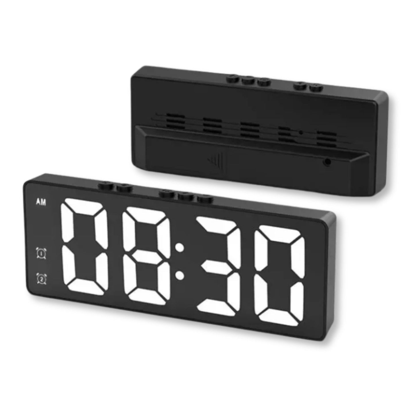 LED Mirror Alarm Clock, Voice Activated, Dual Alarms, Temperature Display, Snooze Function, USB/Battery-Powered