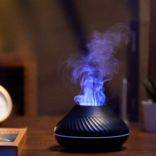 130ML Kincoster Volcanic Essential Oil Aromatherapy Diffuser, USB, Colorful Flame Lights