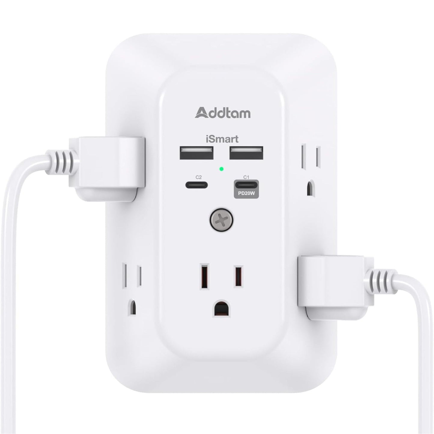 9 in 1 USB Wall Charger, 5 Outlets, 4 USB Ports, 1800J Surge Protector, Multi Plug Adapter for Home, Office & Travel