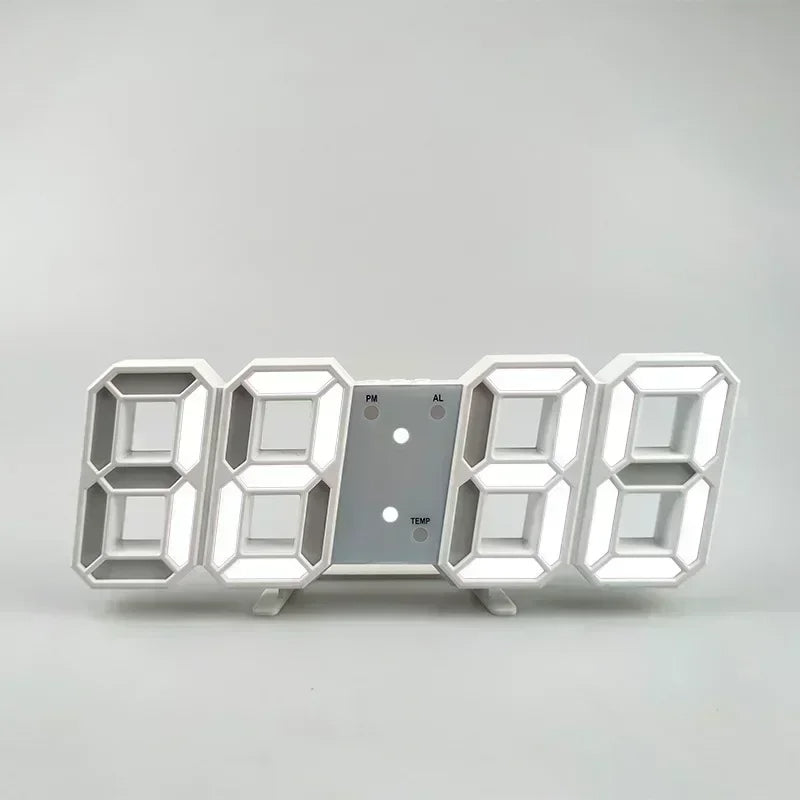 3D LED Digital Wall & Desk Clock, Date, Alarm, Temperature & Display, Adjustable Brightness,