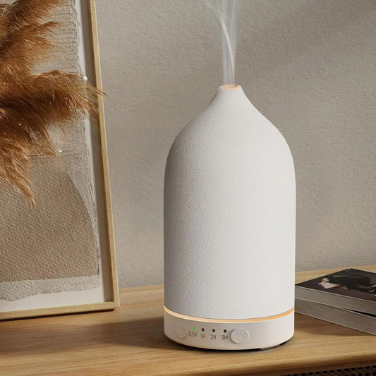 100ml Ceramic Aromatherapy Essential Oil Diffuser, 7 LED Colors & Timer
