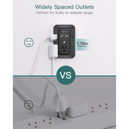 9-in-1 Surge Protector Outlet Extender, Power More Devices Safely (Non Smart)