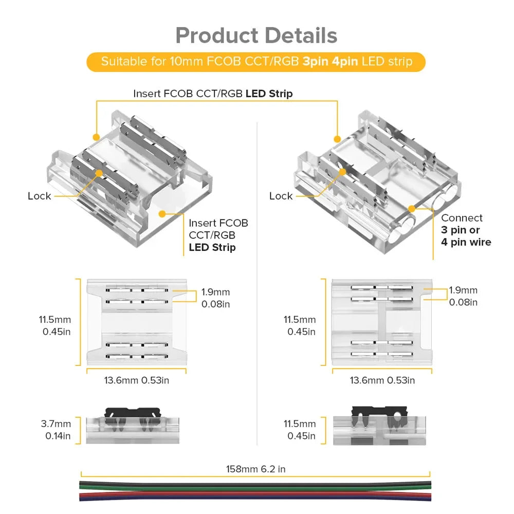 LED Strip Extension Connector with Wire – Extend LED Strips Without Soldering