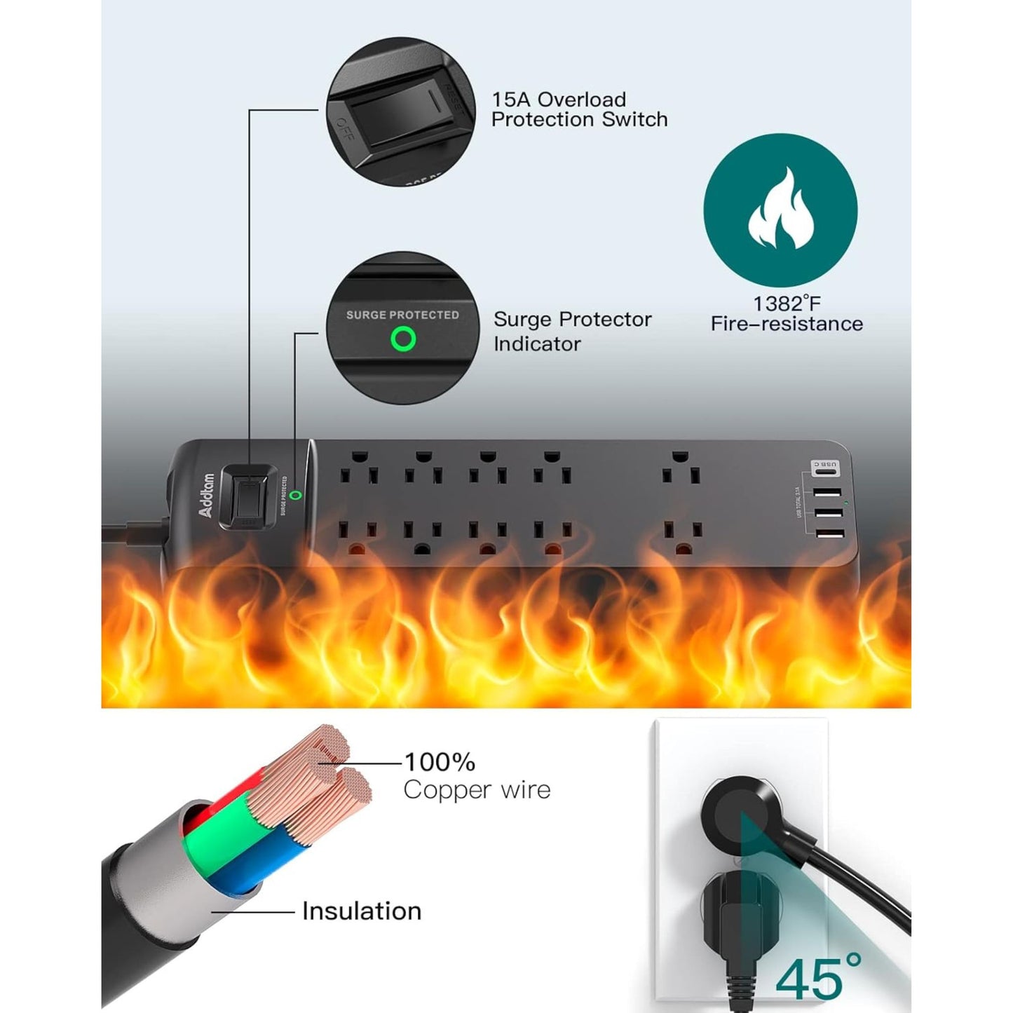 14-in-1 Power Strip Surge Protector (Non Smart)