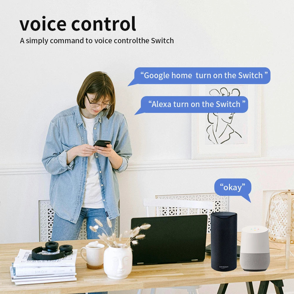 Wi-Fi Smart Light Switch Module (1/2/3 Gang) – Hands-Free Voice & App Control for Any Room