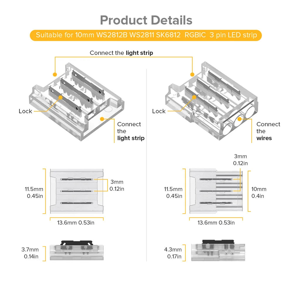 LED Strip Extension Connector with Wire – Extend LED Strips Without Soldering