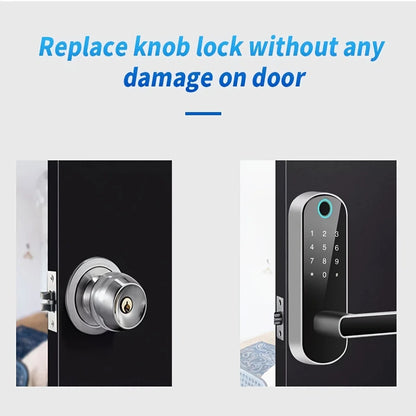 Smart Fingerprint Door Lock, 5-in-1 Keyless Entry, Waterproof, App & Voice Control, Ideal for Homes & Rentals