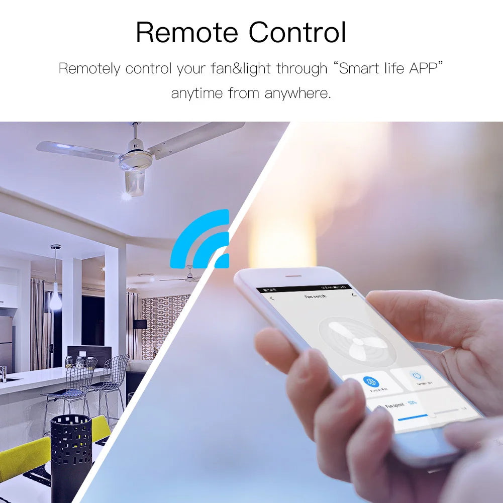 MOES Wi-Fi RF Smart Ceiling Fan Light Switch, 3-Speed Control, Smart Life/Tuya, Alexa & Google Compatible