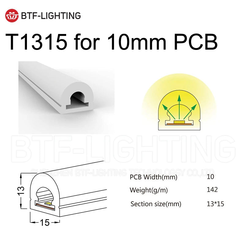 BTF-LIGHTING Neon Silicone Housing – Smooth Dot-Free Neon Light