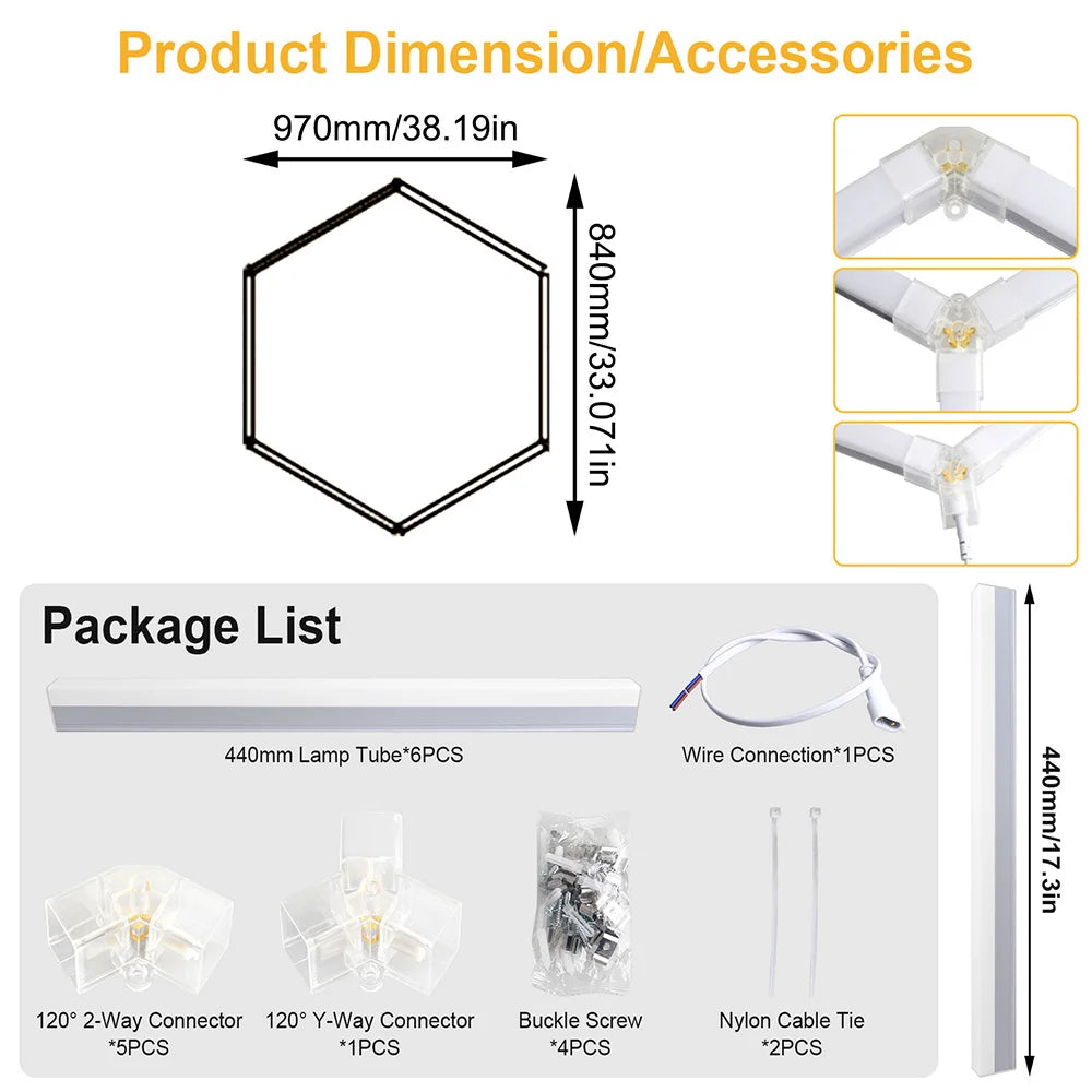 Hexagon LED Garage Ceiling Light – Bright Workshop Lighting