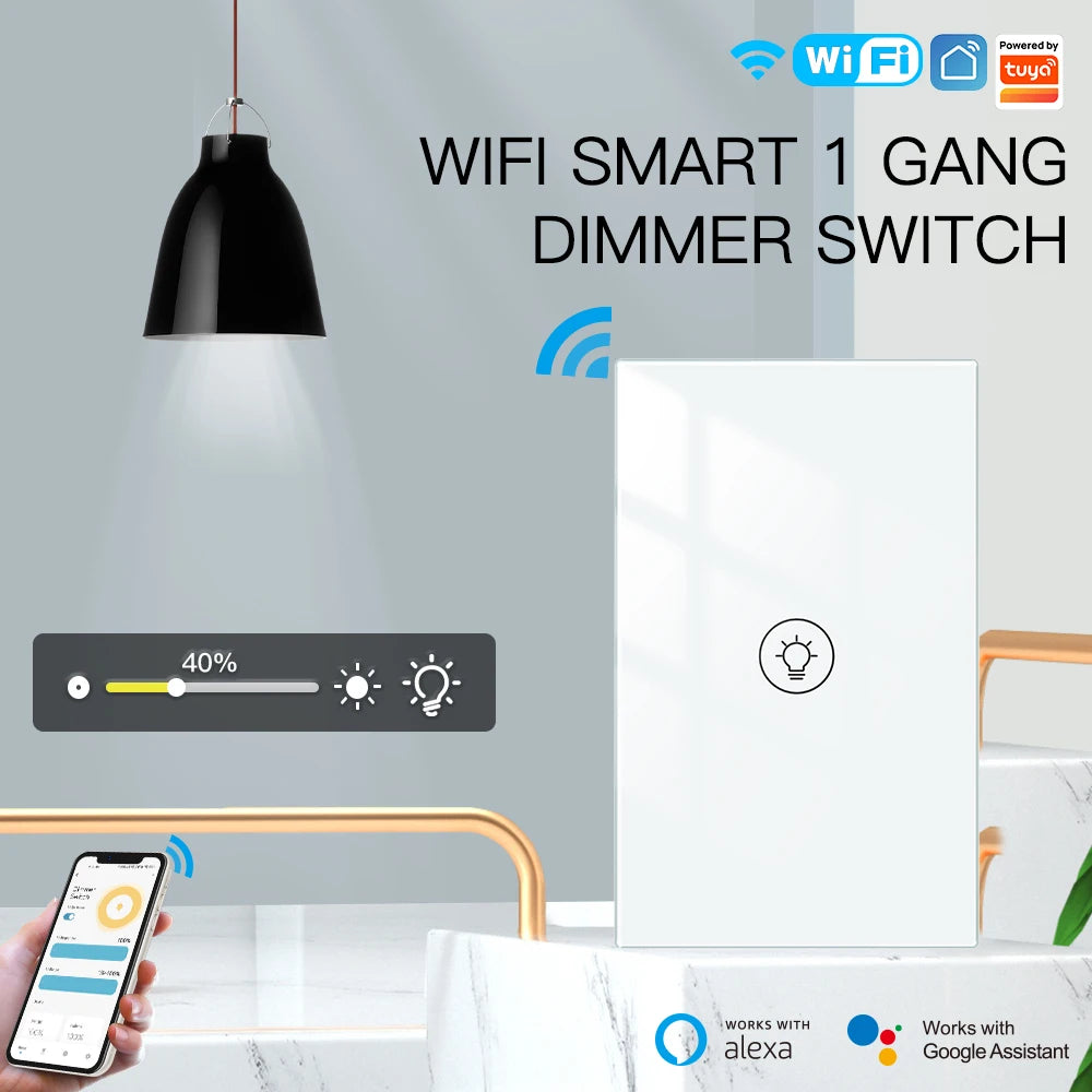 MOES Wi-Fi Smart Dimmer Light Switch – Control Brightness Anytime, Hands-Free