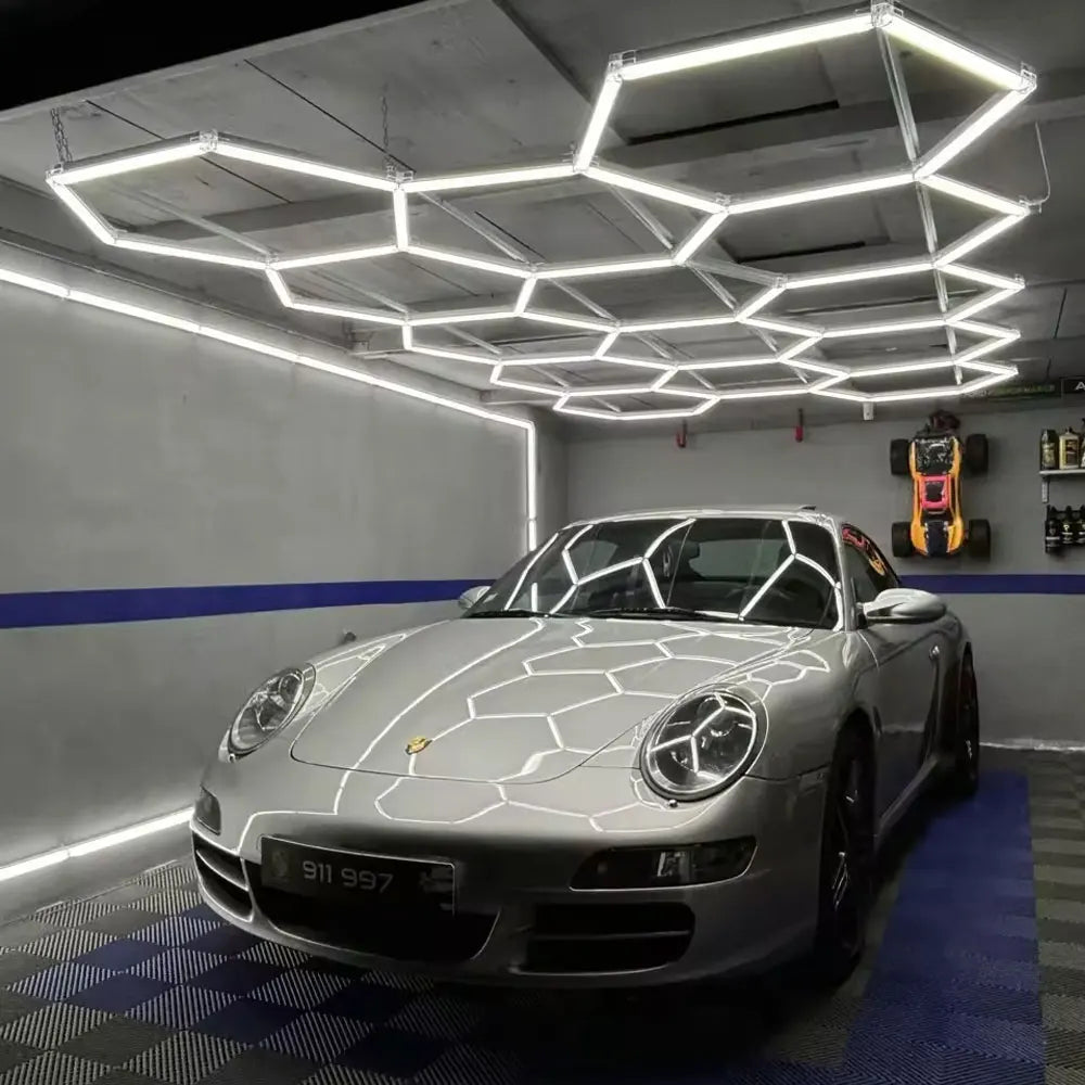 Hexagon LED Garage Ceiling Light – Bright Workshop Lighting