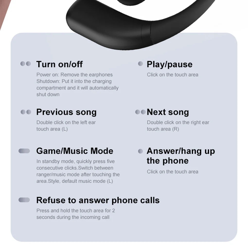 YJ-55 Open-Ear Hook Wireless Earbuds, Secure Fit For Daily Movement