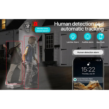 12MP HD Outdoor PTZ Wi-Fi Security Camera, Triple Lens, Auto Tracking, Night Vision, iCSee App