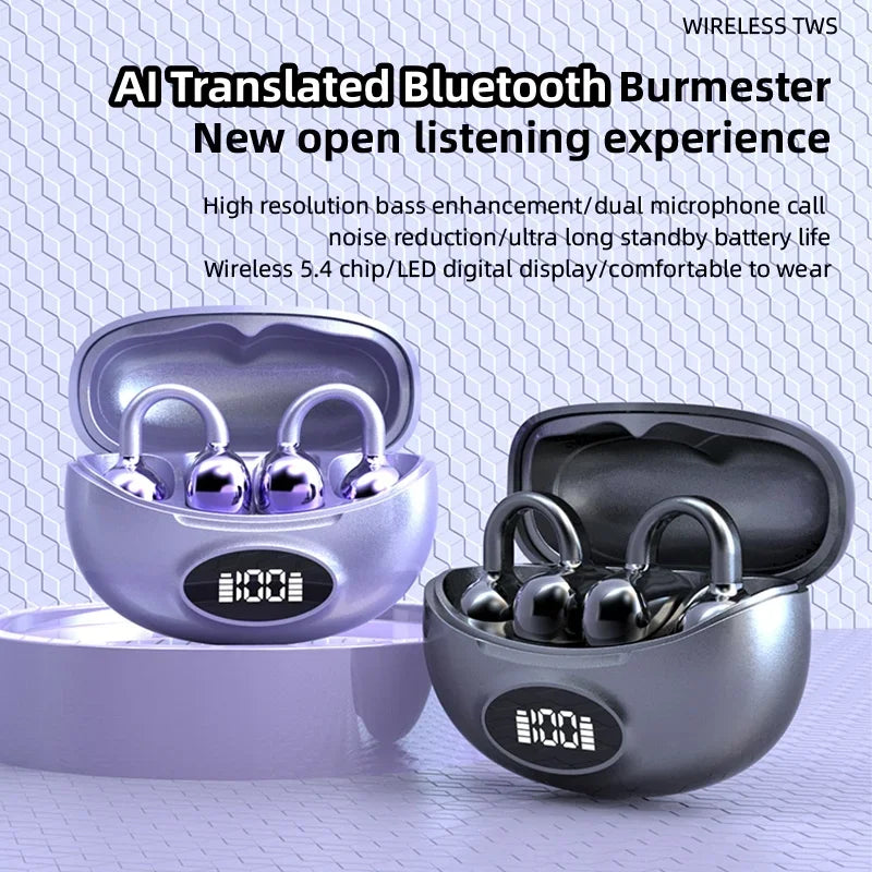 W19 Clip-On Wireless Earbuds, Secure Fit With Translation Support