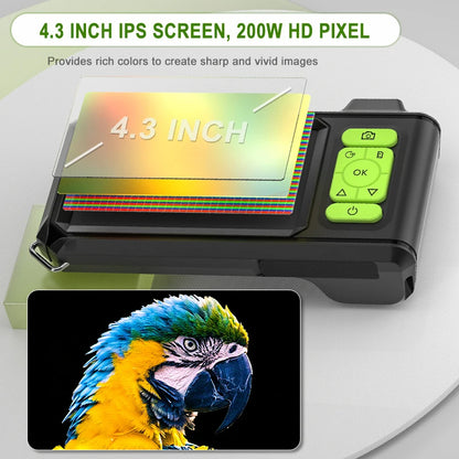4.3" IPS Dual Lens Endoscope Borescope, 8MM Inspection Camera, HD 1080P, 5M Waterproof Cable, LED Lights, SD Card Recording