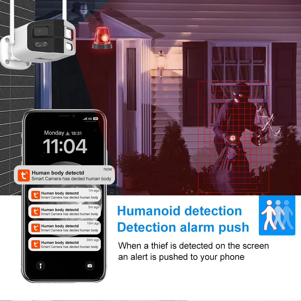 8MP Dual-Lens 180° Outdoor Security Camera – Full Yard Protection Without Blind Spots