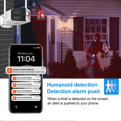 8MP Dual-Lens 180° Outdoor Security Camera – Full Yard Protection Without Blind Spots