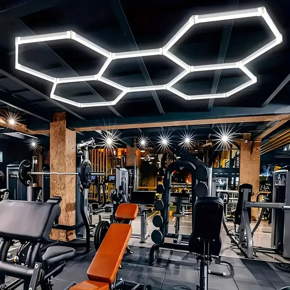 Hexagon LED Garage Ceiling Light – Bright Workshop Lighting