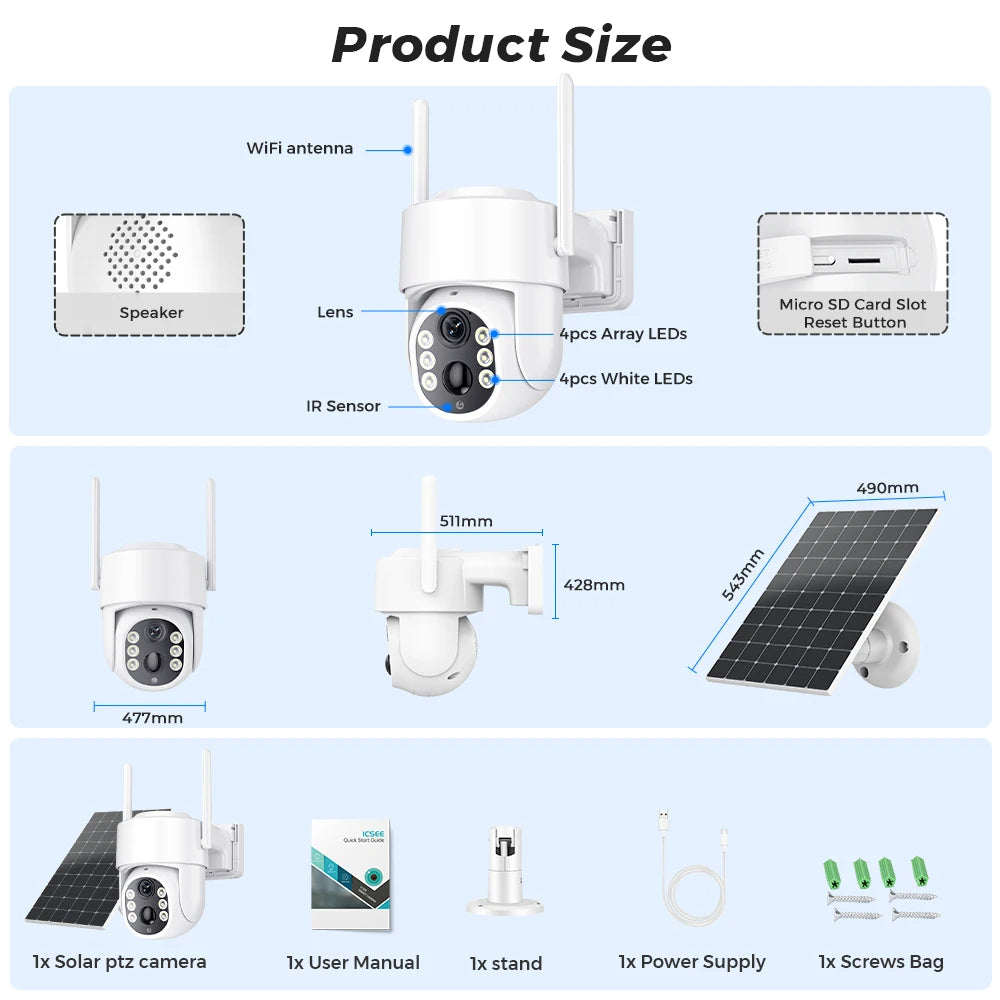 5MP Solar Wi-Fi Security Camera – 365-Day Power, HD Night Vision, AI Alerts, Perfect for Homes & Businesses