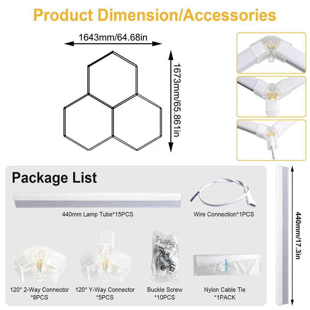 Hexagon LED Garage Ceiling Light – Bright Workshop Lighting