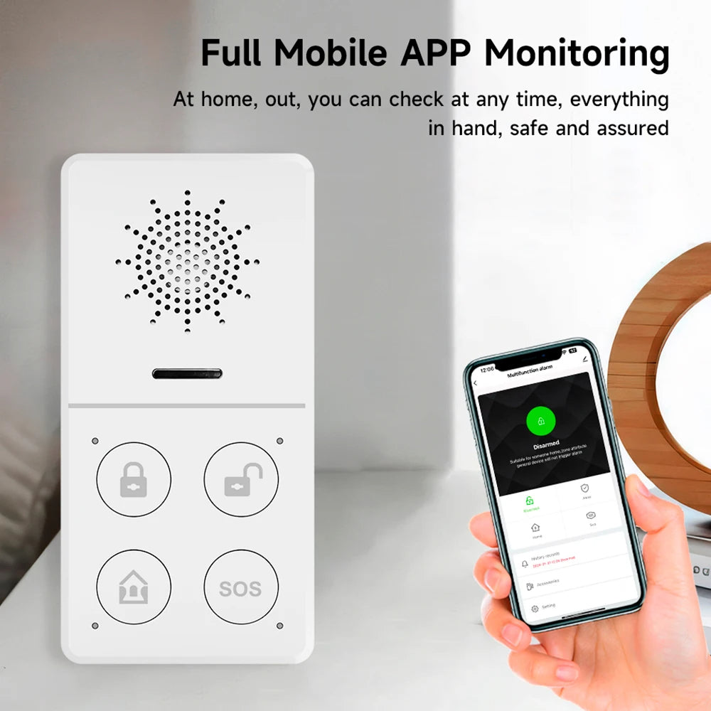 Wi-Fi Smart Burglar Security Alarm System, 130dB Loud Siren, App & Voice Control for Tuya, Smart Life, Alexa & Google Home
