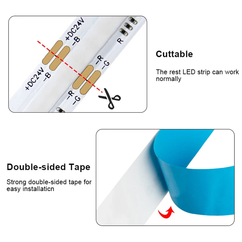 RGB COB LED Strip Lights – Smooth Color Lighting Without LED Dots