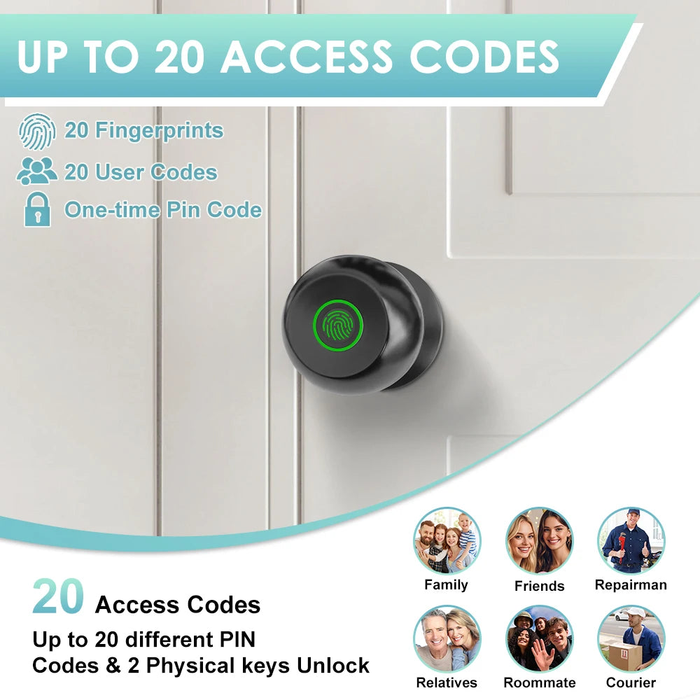 Smart Fingerprint Door Knob - Unlock Without Your Keys