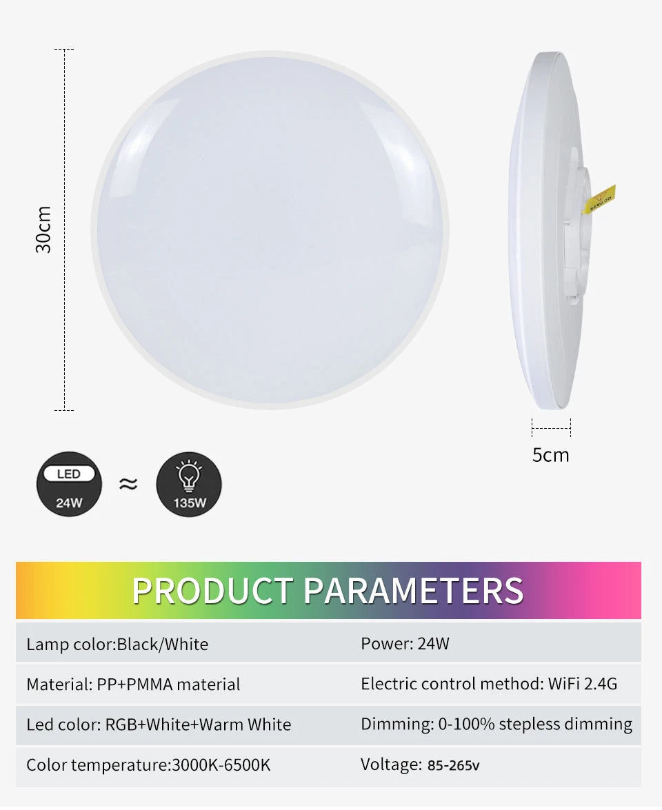 Smart RGB Ceiling Light - Change Your Room Color From Your Phone