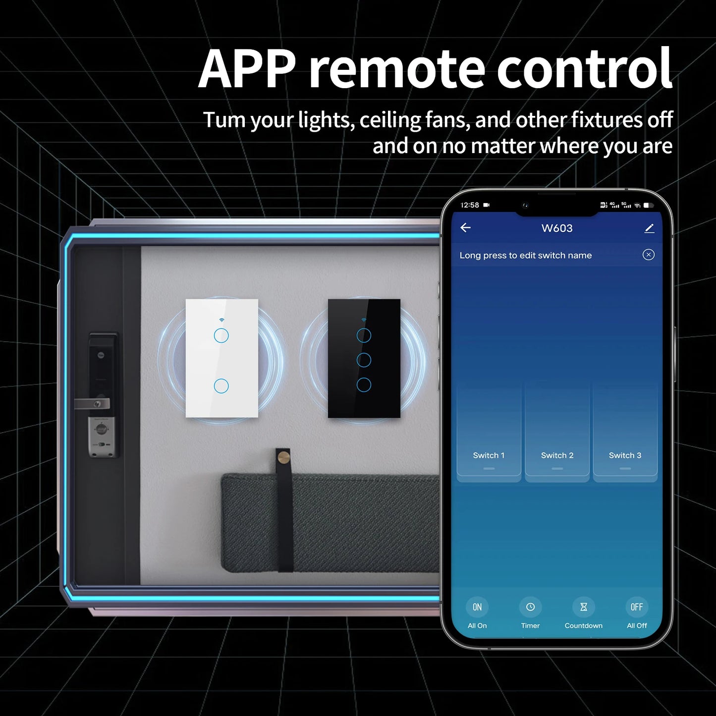 Smart Light Switch (1/2/3/4 Gang) – Control Lights Anytime, Anywhere