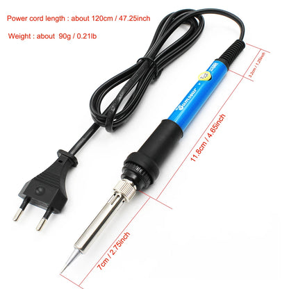 60W Adjustable Temperature Soldering Iron Kit, 5 Tips, Dial Control, Portable Repair Set