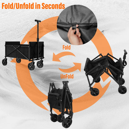 Heavy Duty Foldable Garden Handcart with 4 Wheels, Compact & Easy Storage