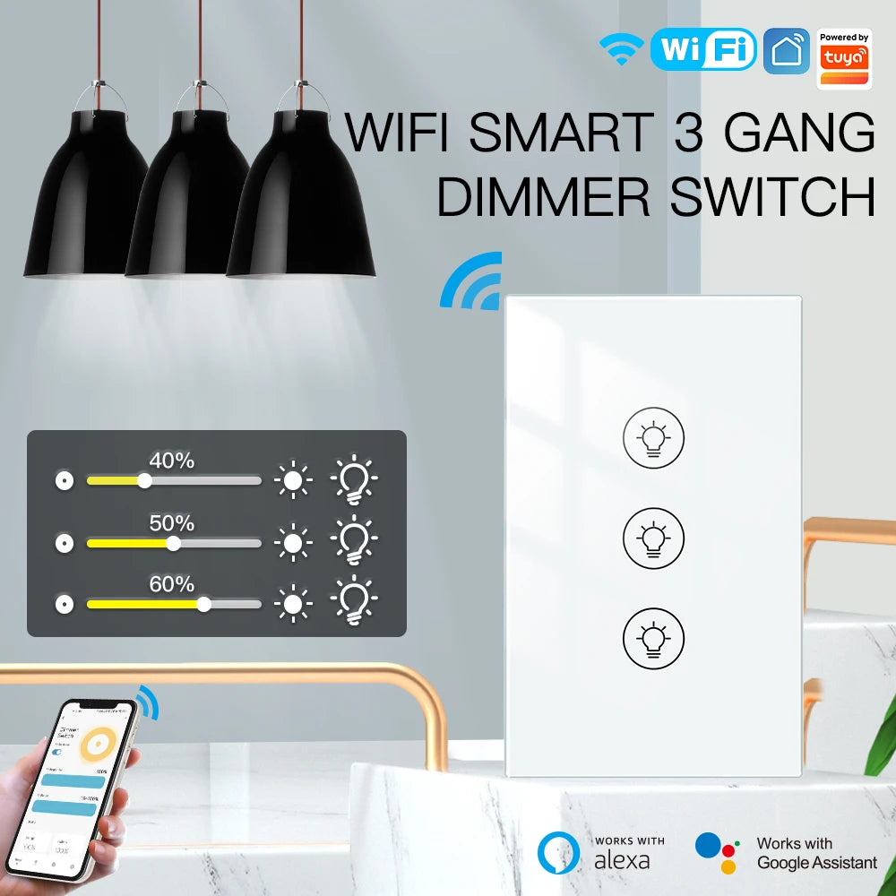 MOES Wi-Fi Smart Dimmer Light Switch – Control Brightness Anytime, Hands-Free