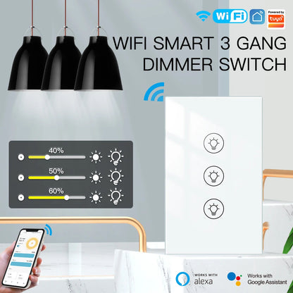 MOES Wi-Fi Smart Dimmer Light Switch – Control Brightness Anytime, Hands-Free