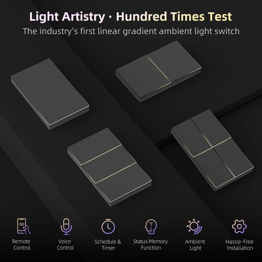 AVATTO Wi-Fi Smart Light Switch – Luxury Touch Control with Ambient LED Design for Modern Homes