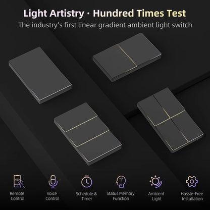 AVATTO Wi-Fi Smart Light Switch – Luxury Touch Control with Ambient LED Design for Modern Homes