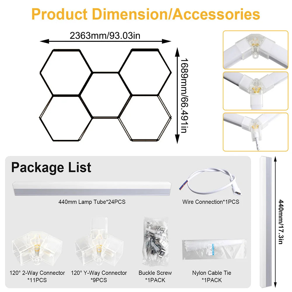 Hexagon LED Garage Ceiling Light – Bright Workshop Lighting