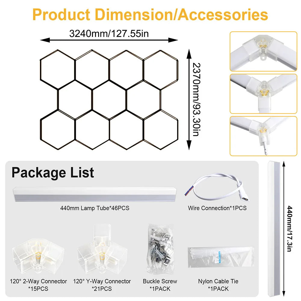 Hexagon LED Garage Ceiling Light – Bright Workshop Lighting
