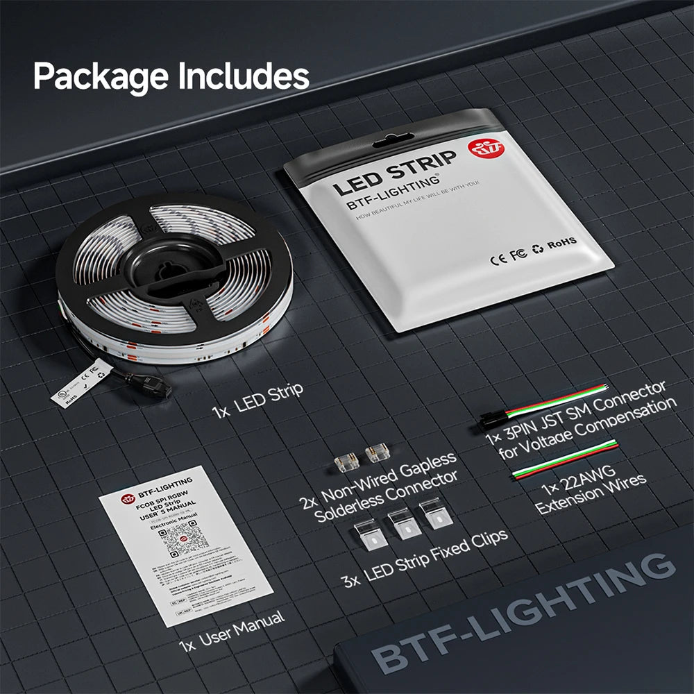 24V FCOB IC CCT LED Strip Light with Chasing and Dynamic Warm-to-Cool White Effects