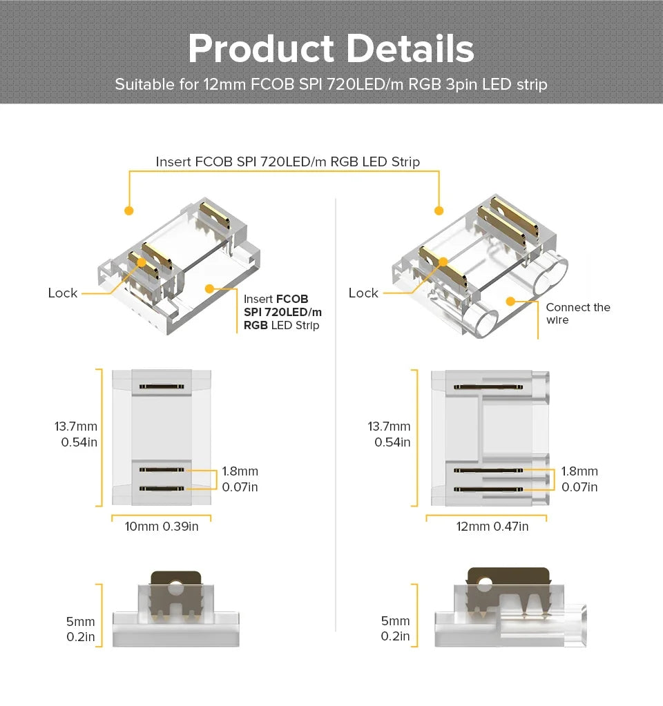 FCOB Solderless Connectors - Cut, Extend & Turn Corners