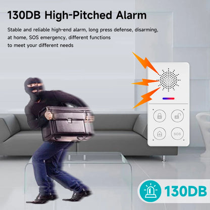 Wi-Fi Smart Burglar Security Alarm System, 130dB Loud Siren, App & Voice Control for Tuya, Smart Life, Alexa & Google Home