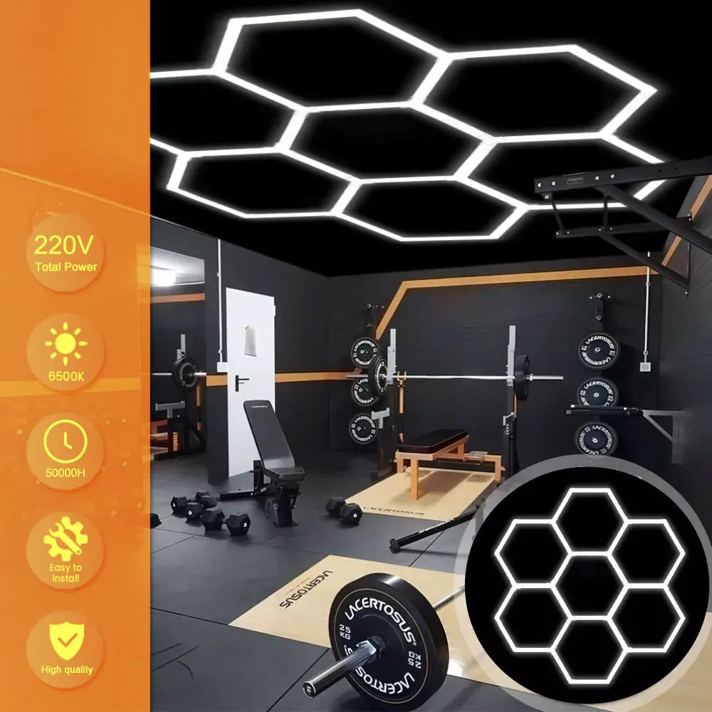 Hexagon LED Garage Ceiling Light – Bright Workshop Lighting