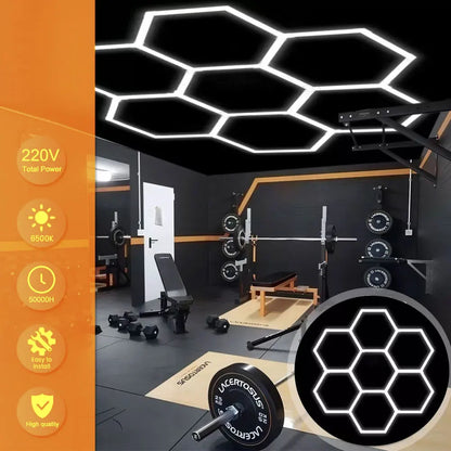 Hexagon LED Garage Ceiling Light – Bright Workshop Lighting