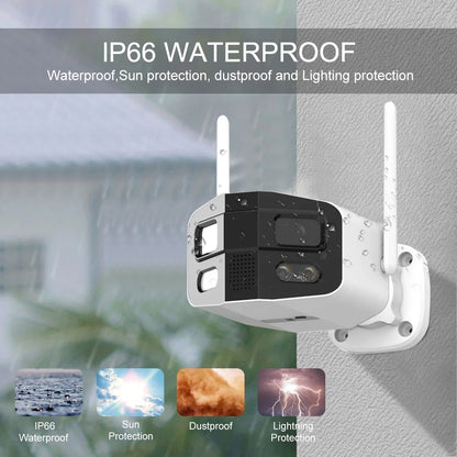 8MP Dual-Lens 180° Outdoor Security Camera – Full Yard Protection Without Blind Spots