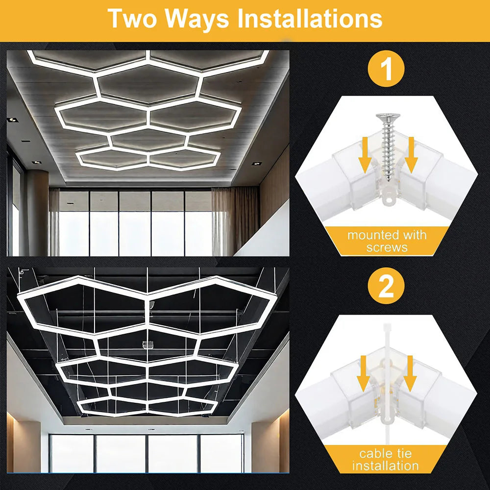Hexagon LED Garage Ceiling Light – Bright Workshop Lighting